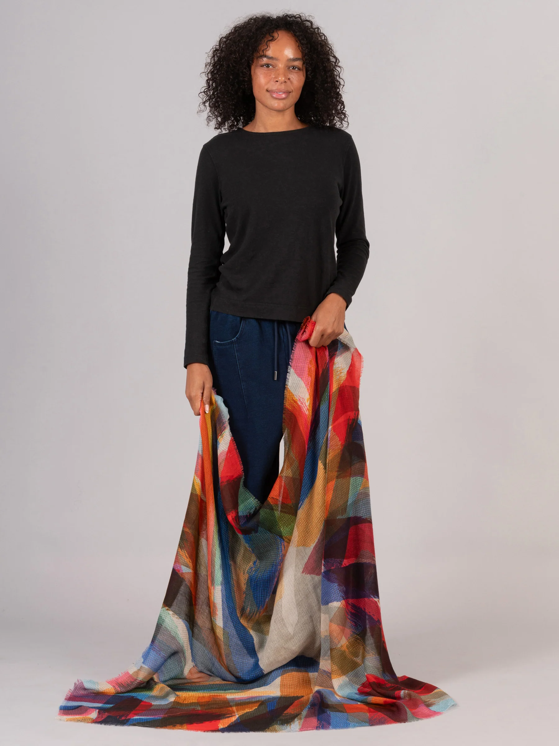 Fine Wool Modal Blend Square Print Scarf - Image 6