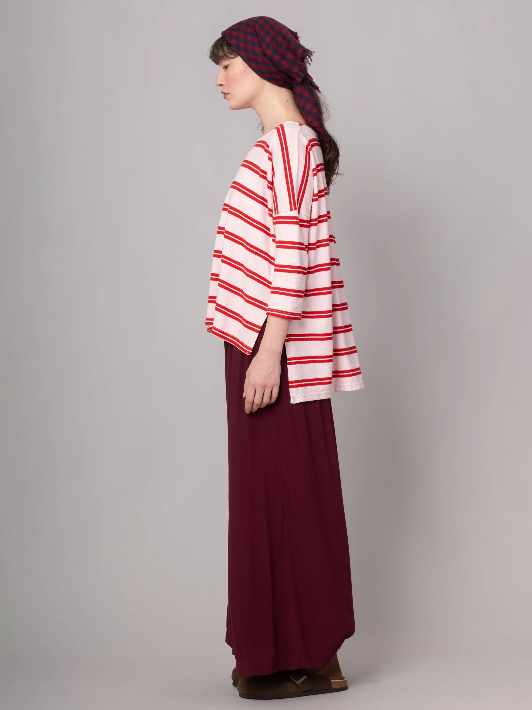 Gaya - Hemp Organic Cotton Cropped Sleeve T-Shirt - Stripes - Image 11