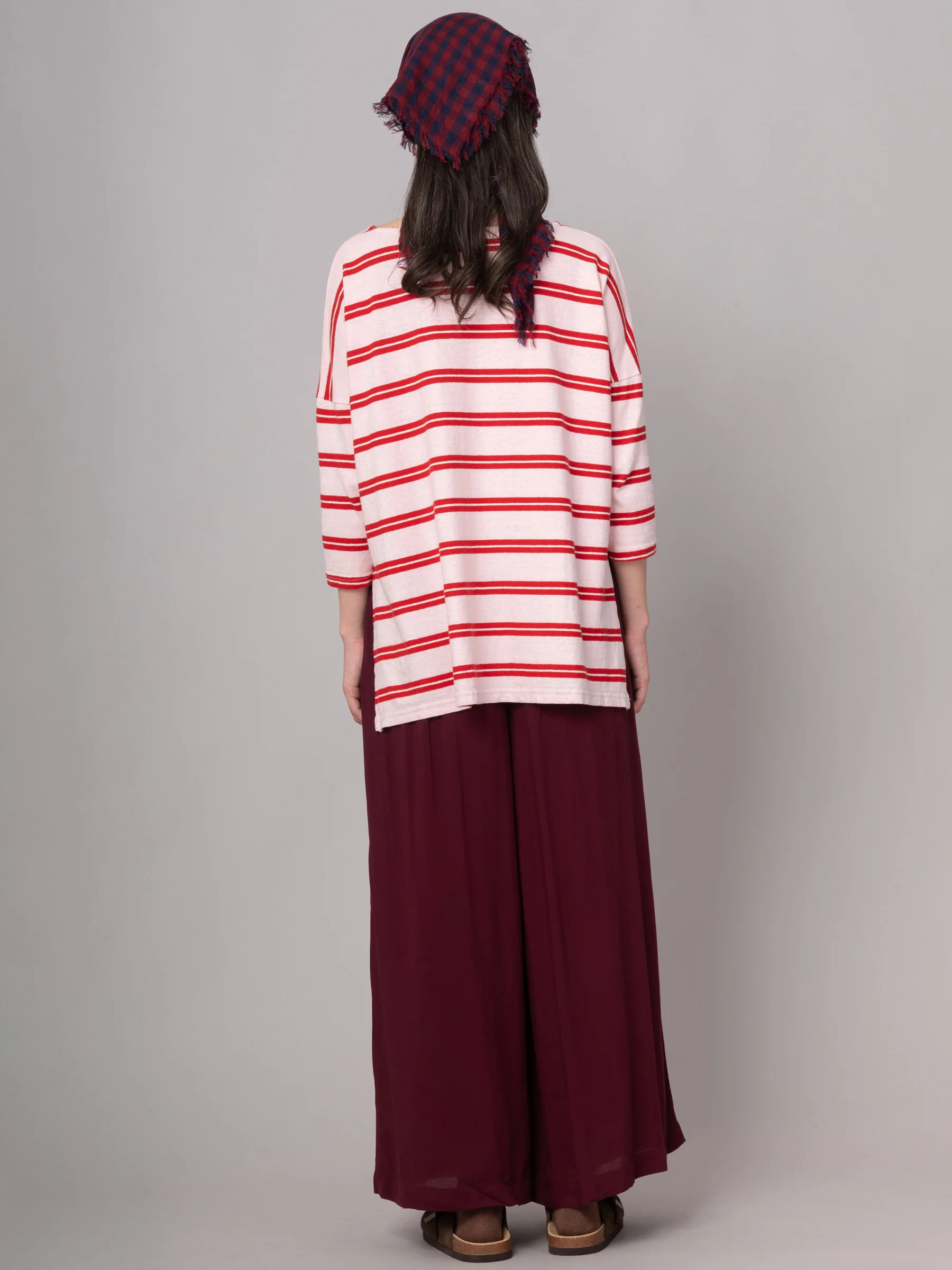 Gaya - Hemp Organic Cotton Cropped Sleeve T-Shirt - Stripes - Image 12