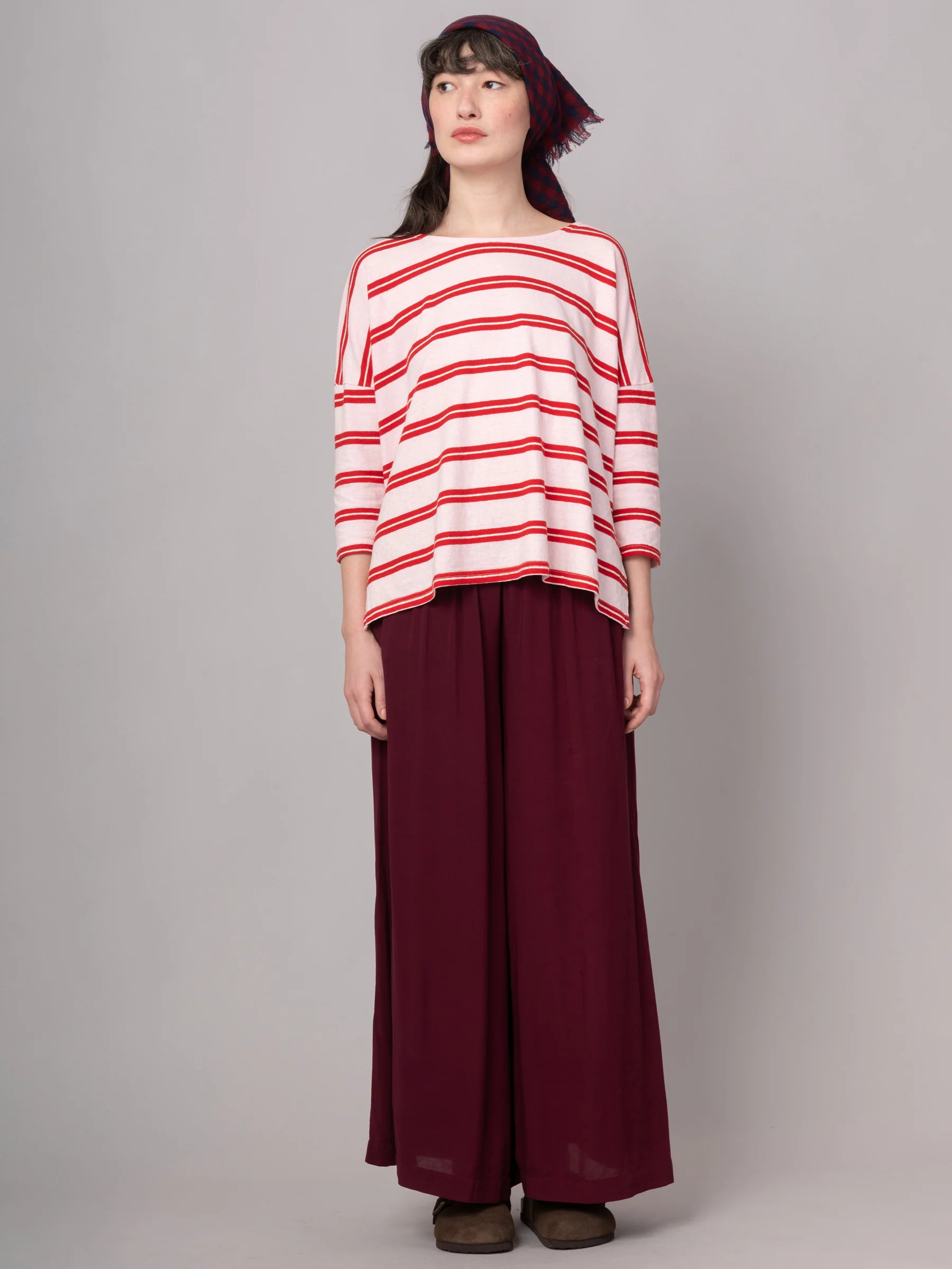 Gaya - Hemp Organic Cotton Cropped Sleeve T-Shirt - Stripes - Image 13