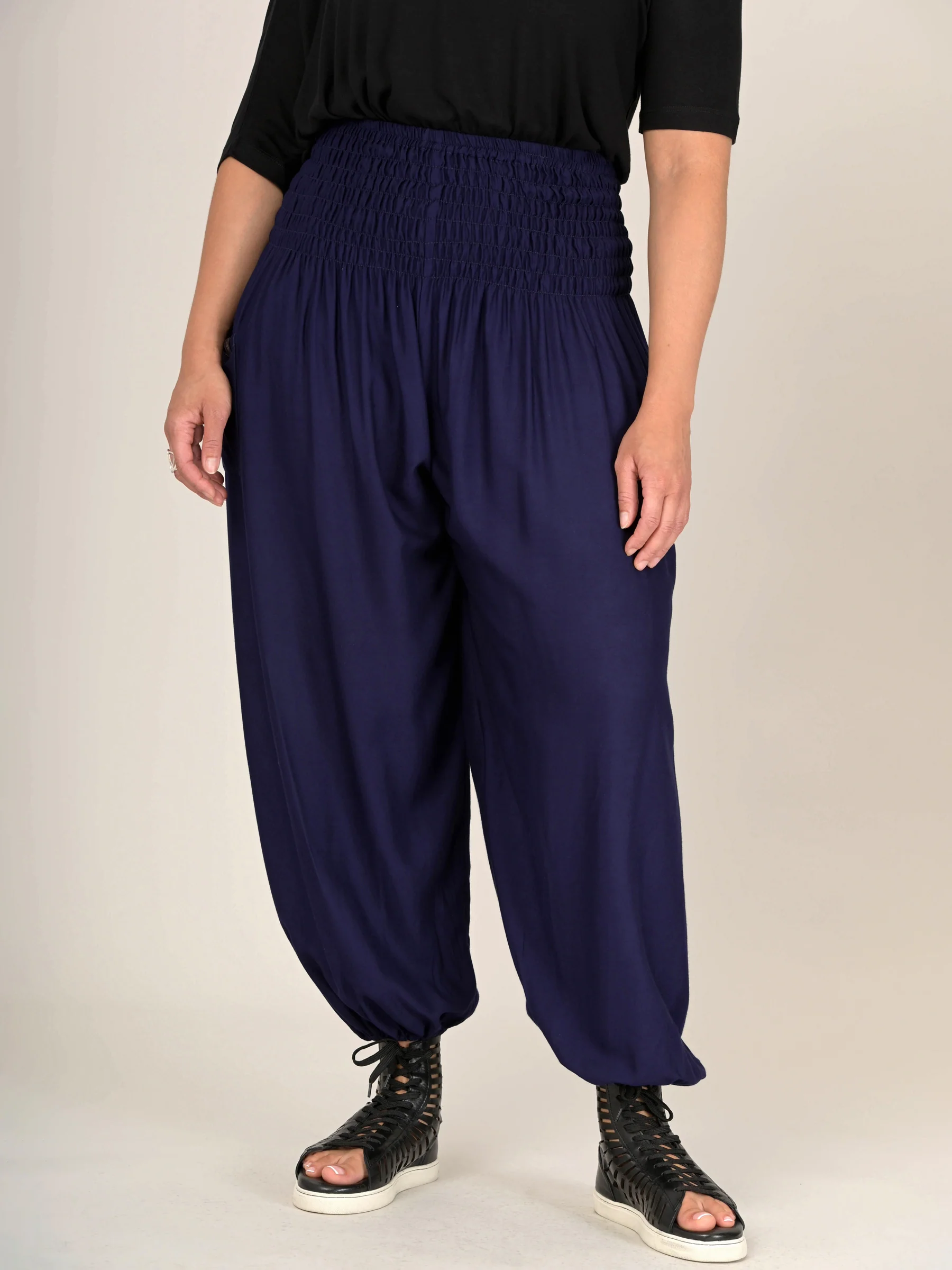 Harem Pants Original -  Plain Colour High Crotch - Superior Rayon Fabric - Image 15