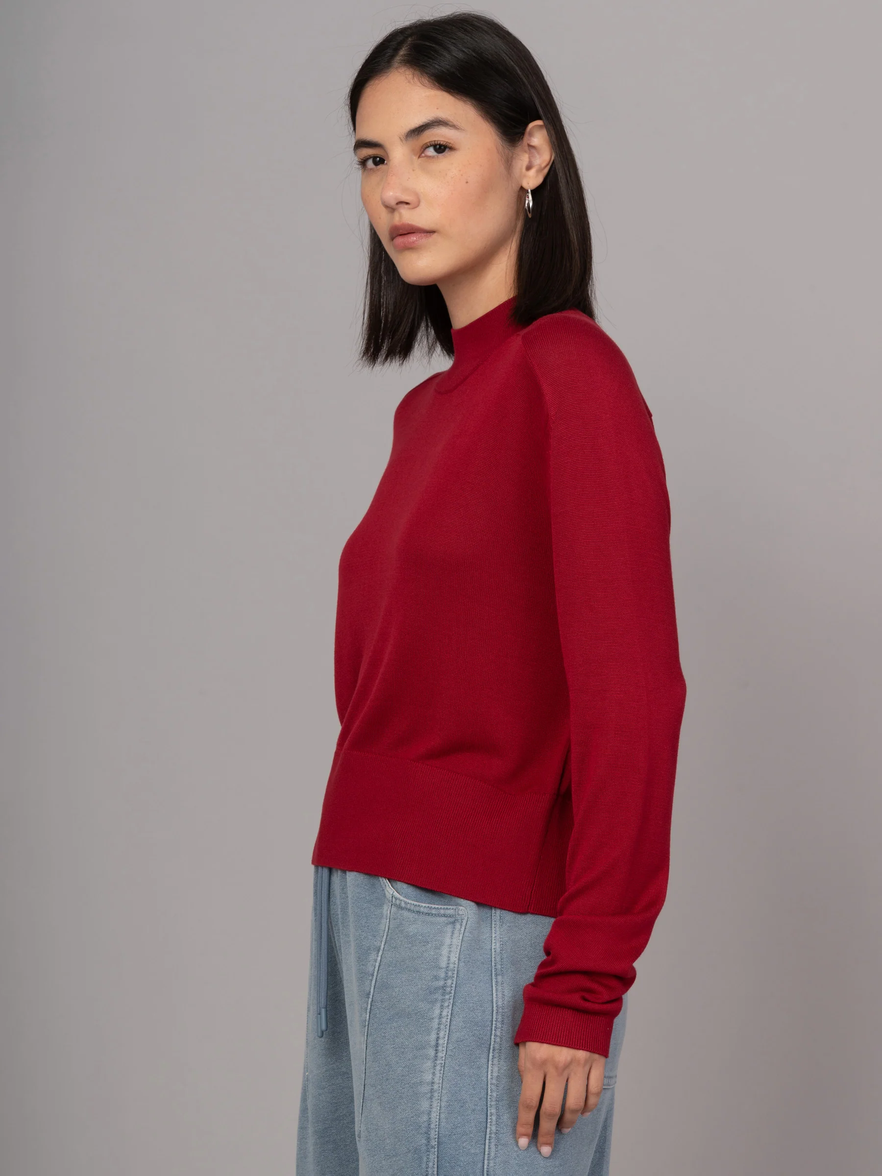 Lanka - Bamboo Viscose High Neck Sweater With Shoulder Yoke - Image 6