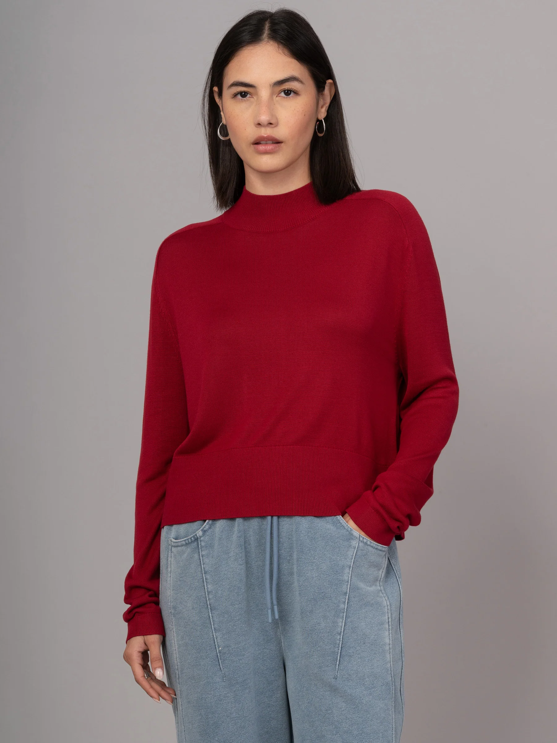 Lanka - Bamboo Viscose High Neck Sweater With Shoulder Yoke - Image 8
