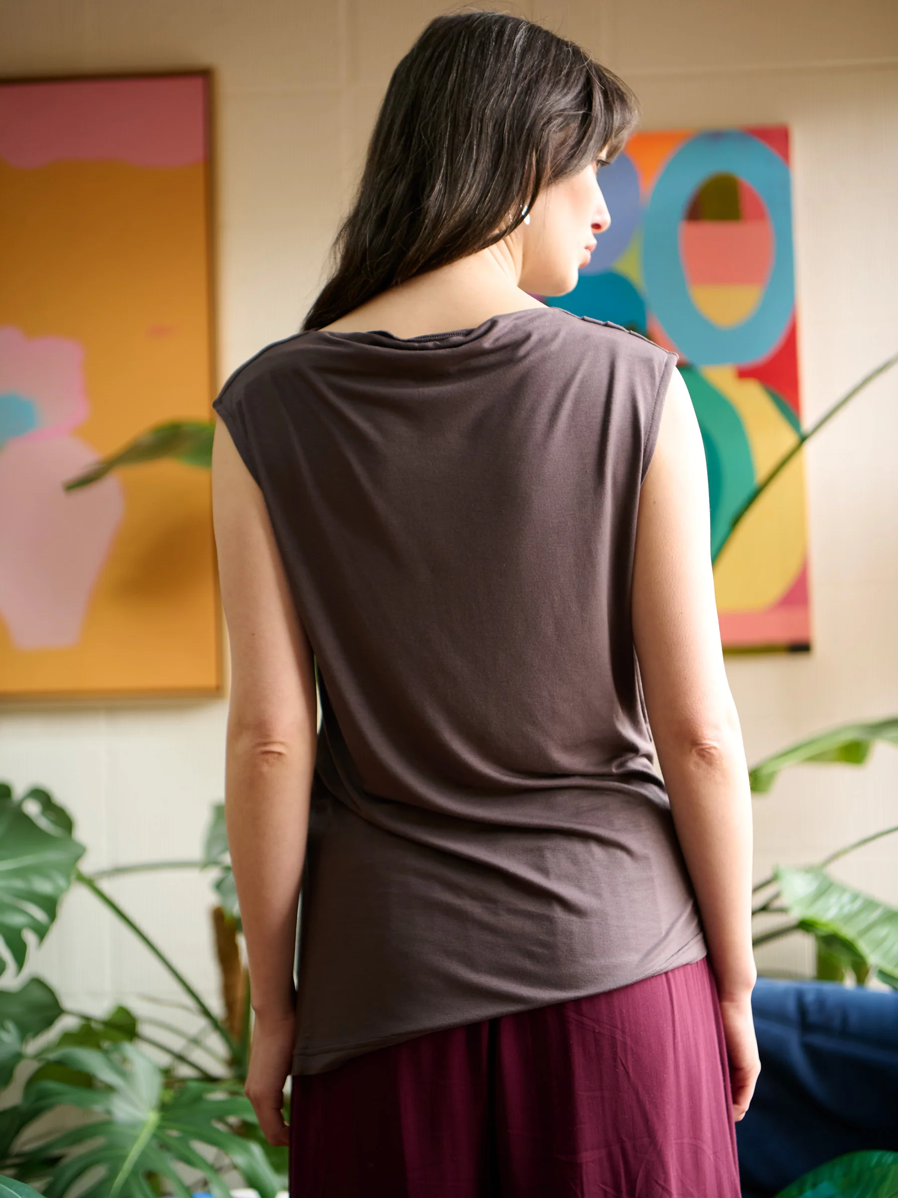 Lira - Hemp Viscose Asymmetric Sleeveless Top - Image 4