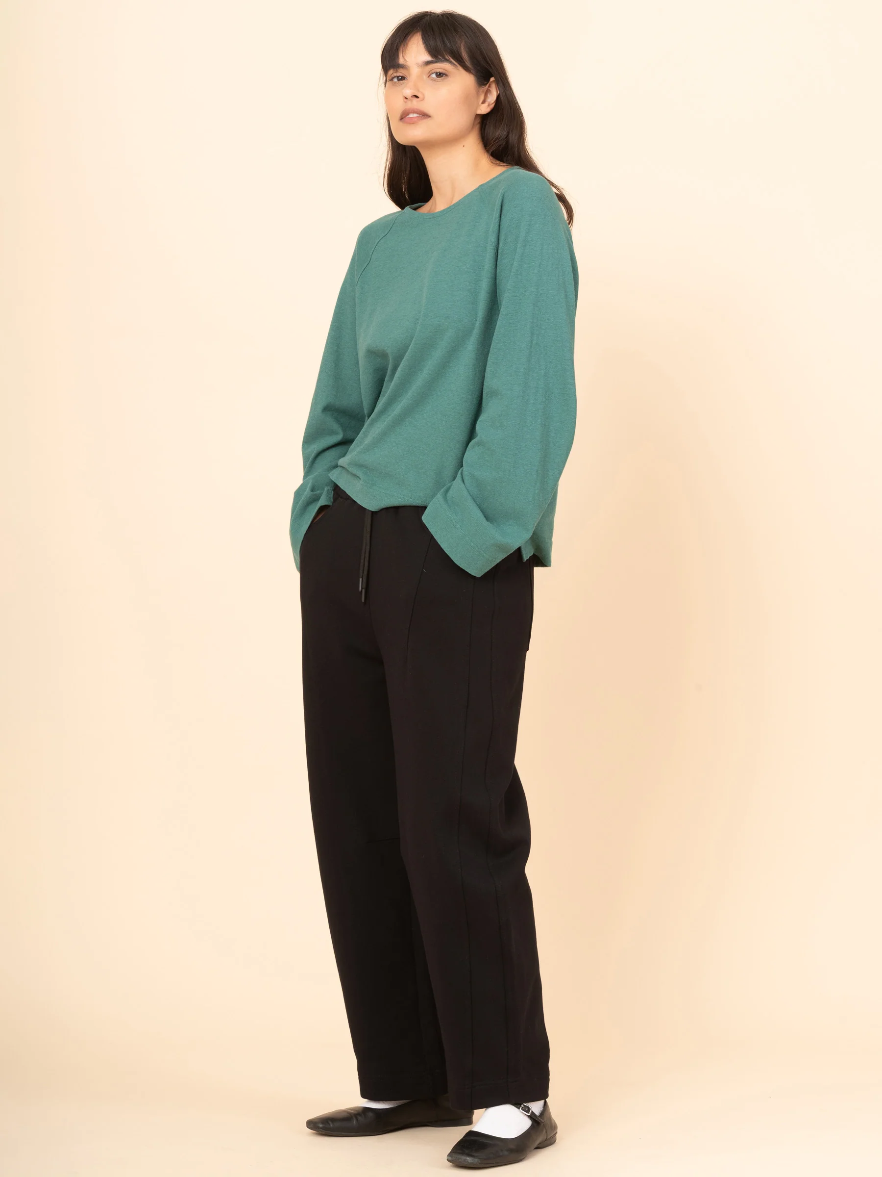 Paxi - Cotton Fleece Barrel Leg Trousers - Image 14