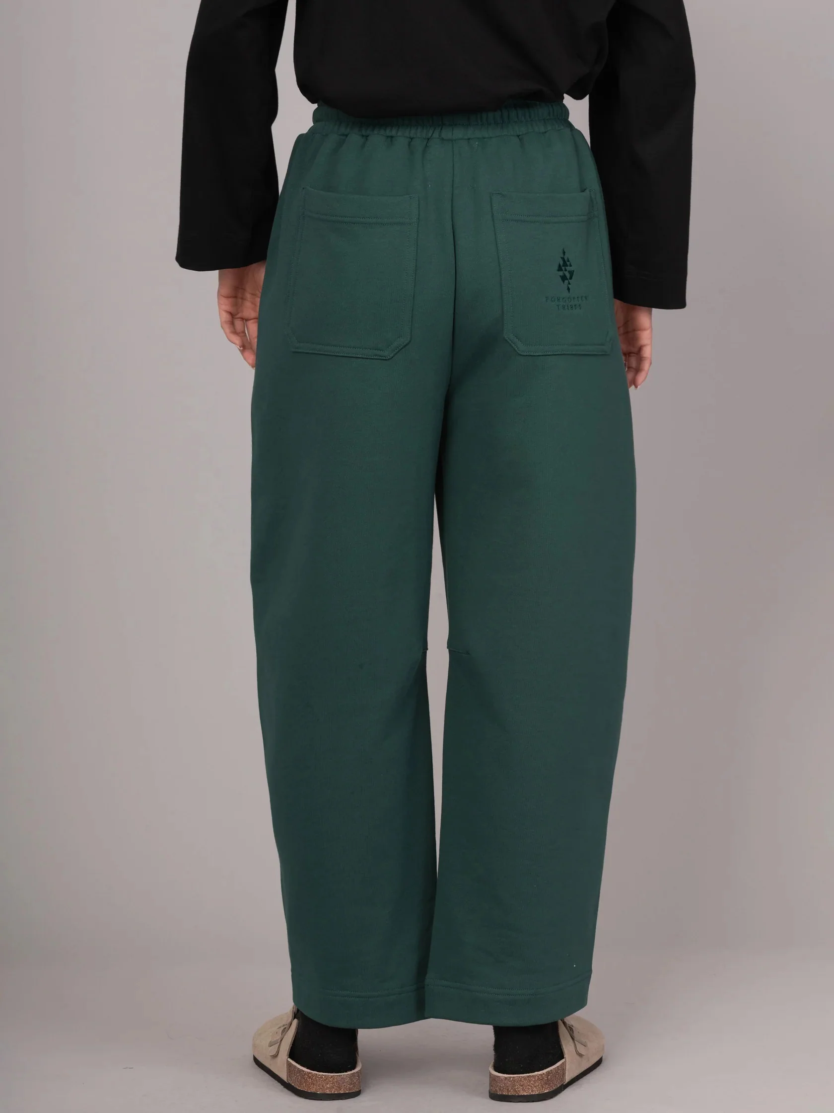 Paxi - Cotton Fleece Barrel Leg Trousers - Image 5