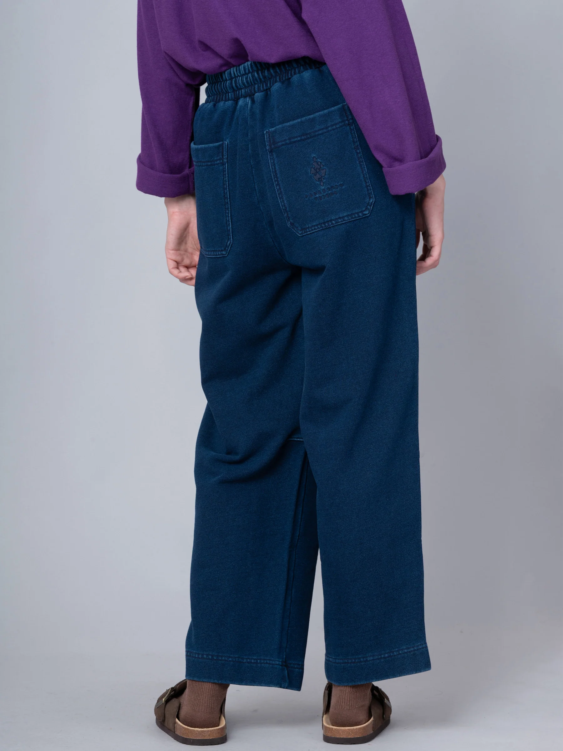 Paxi - Denim Wash French Terry Barrel Leg Trousers - Image 12