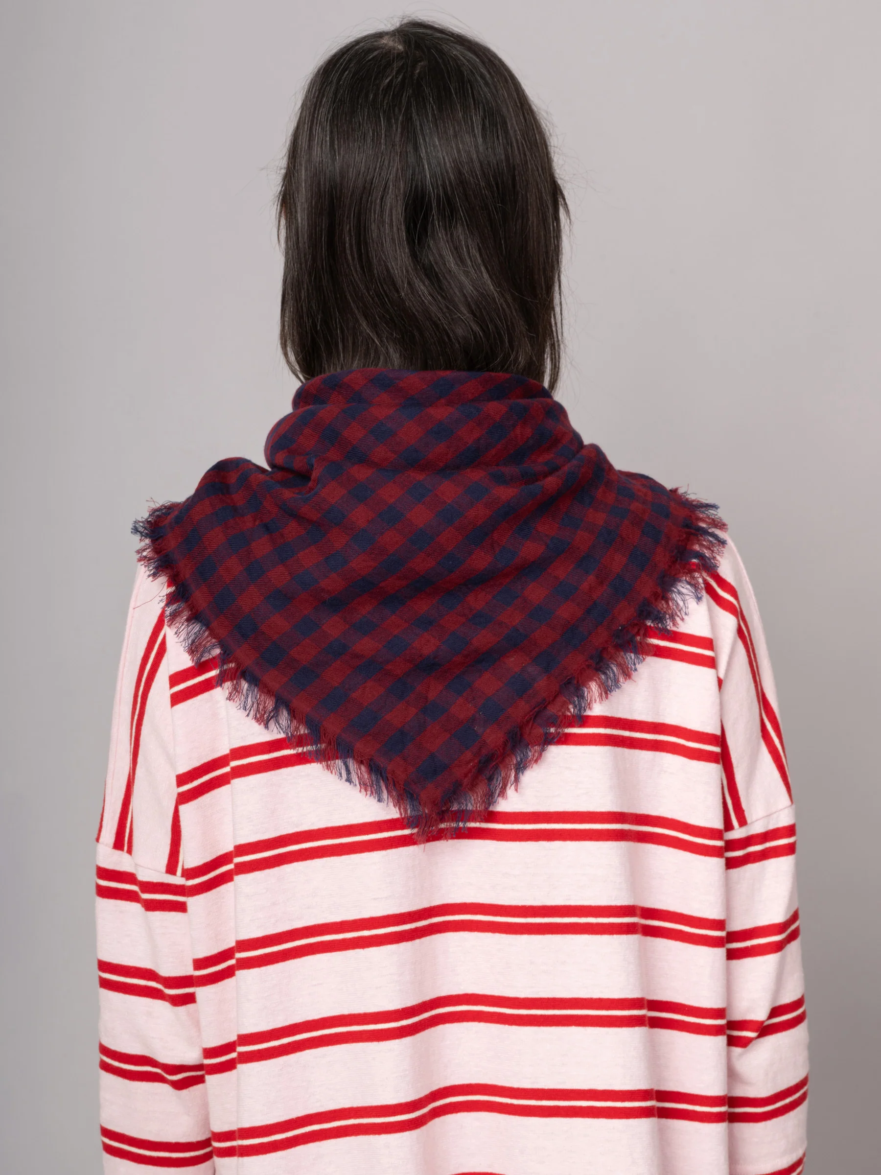 Pure Wool Check Pattern Square Scarf - Image 4
