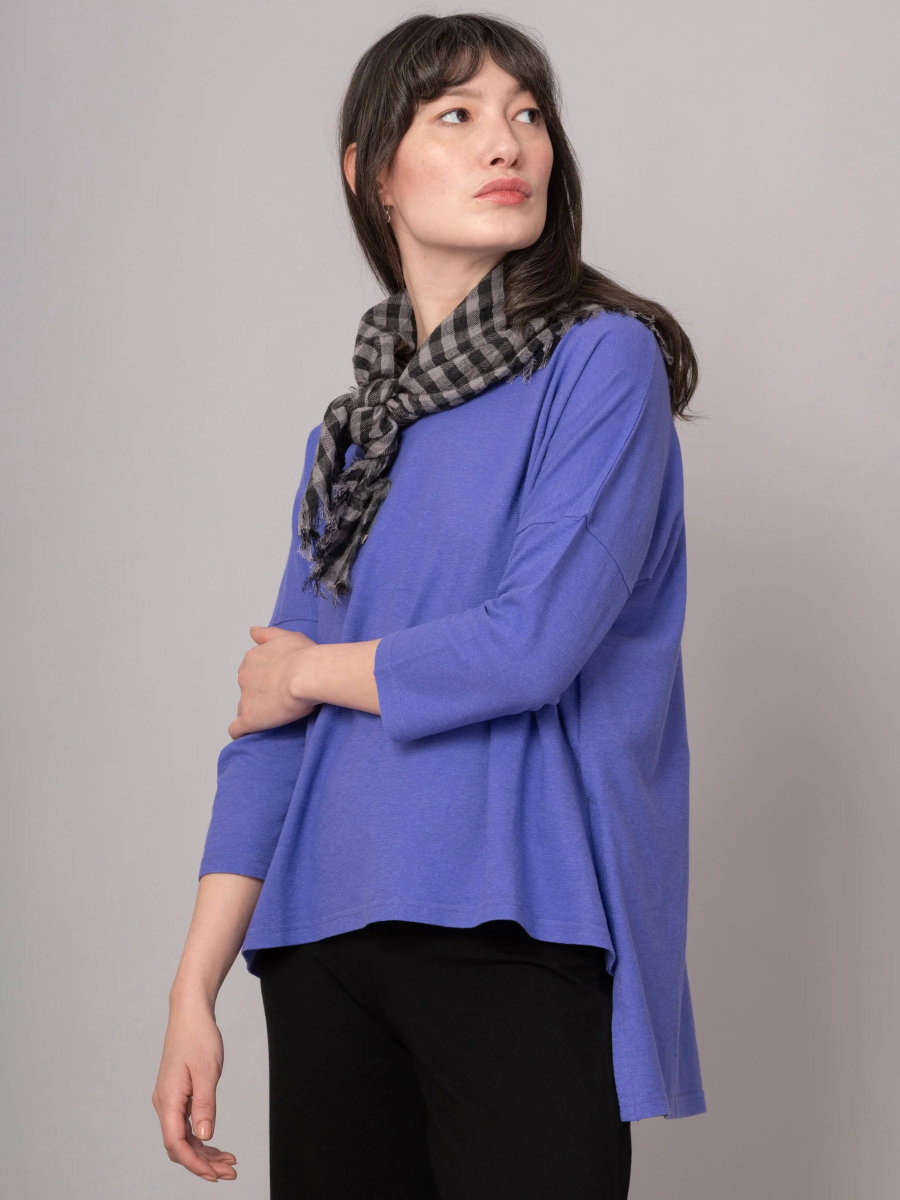 Pure Wool Check Pattern Square Scarf - Image 5
