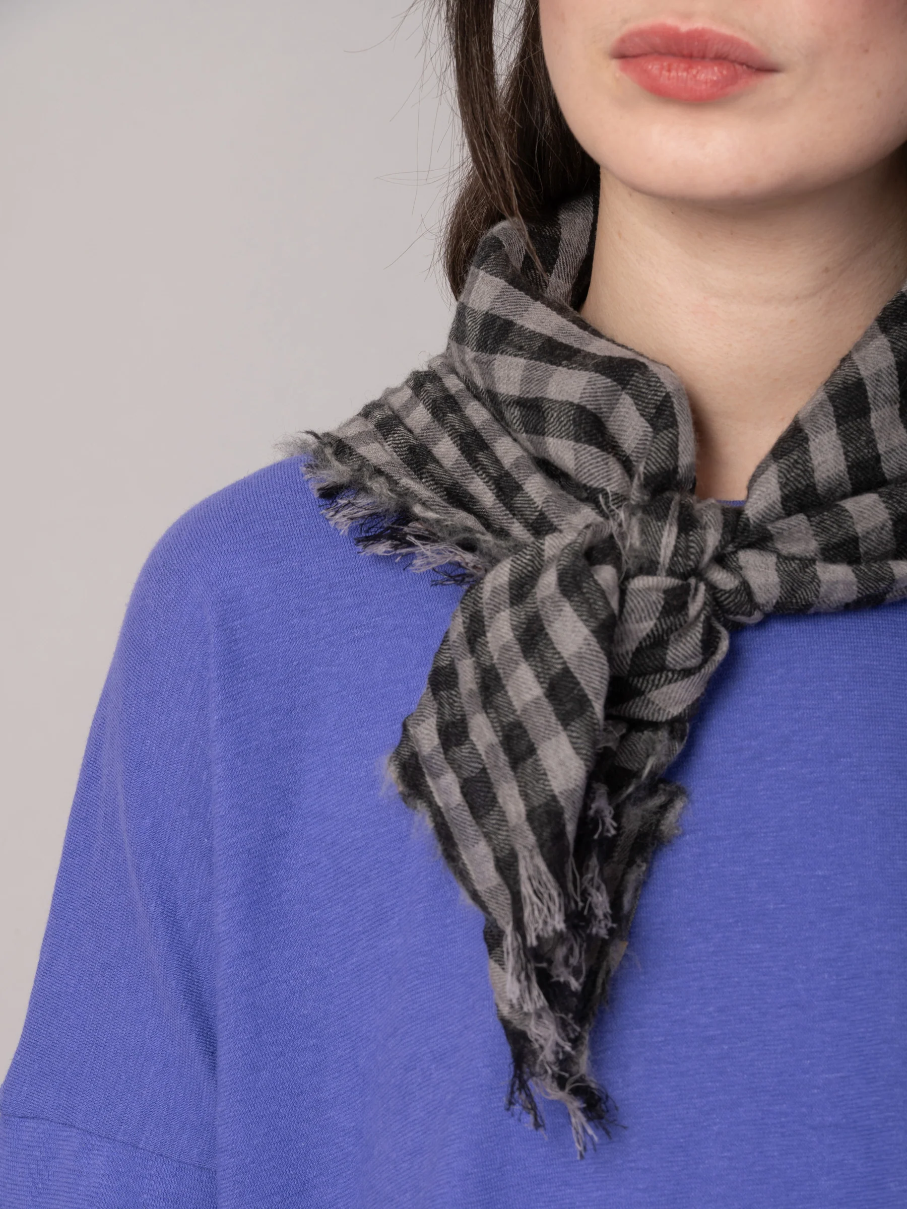Pure Wool Check Pattern Square Scarf - Image 6