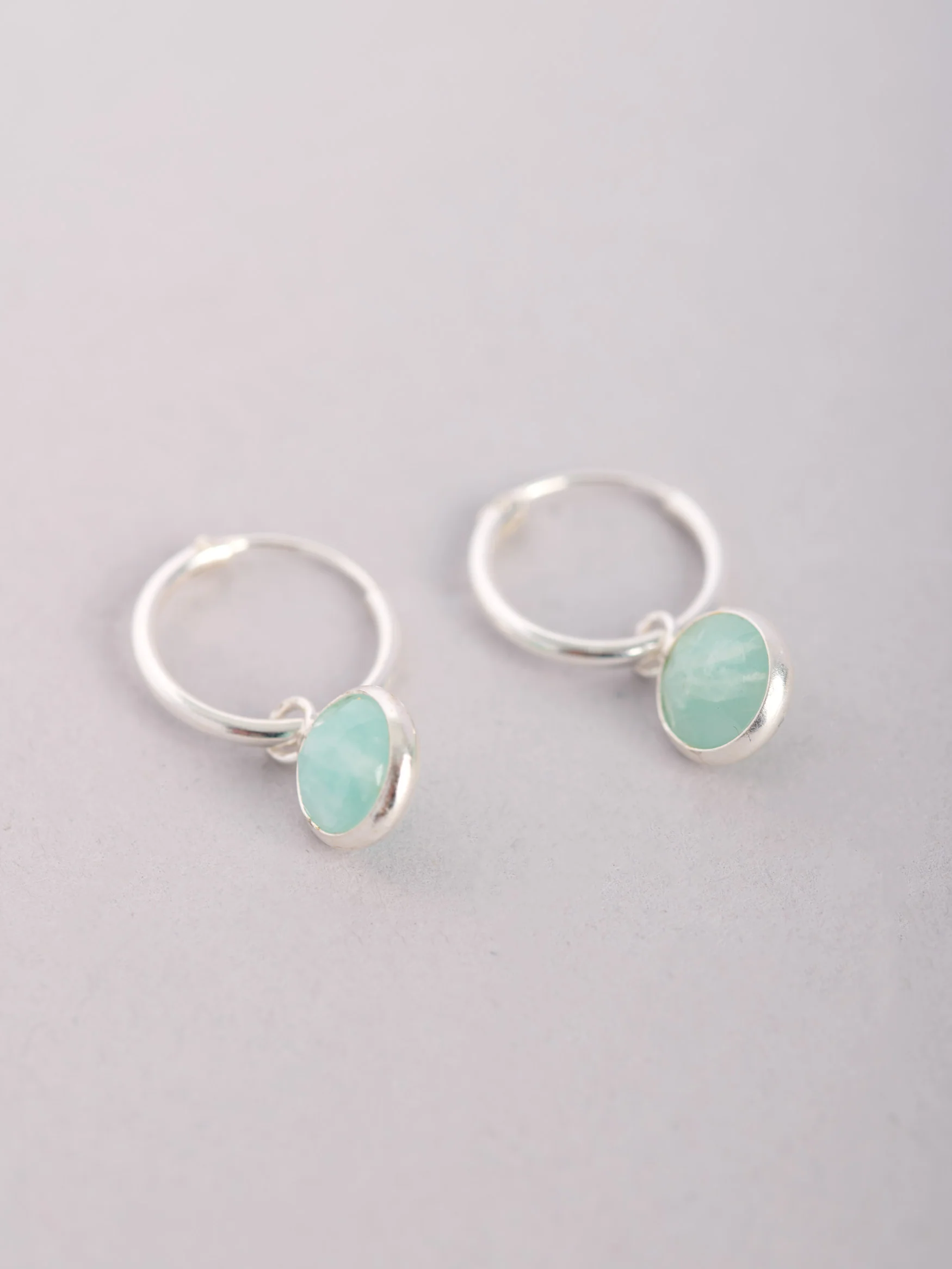 Round Gemstone Drop Earrings