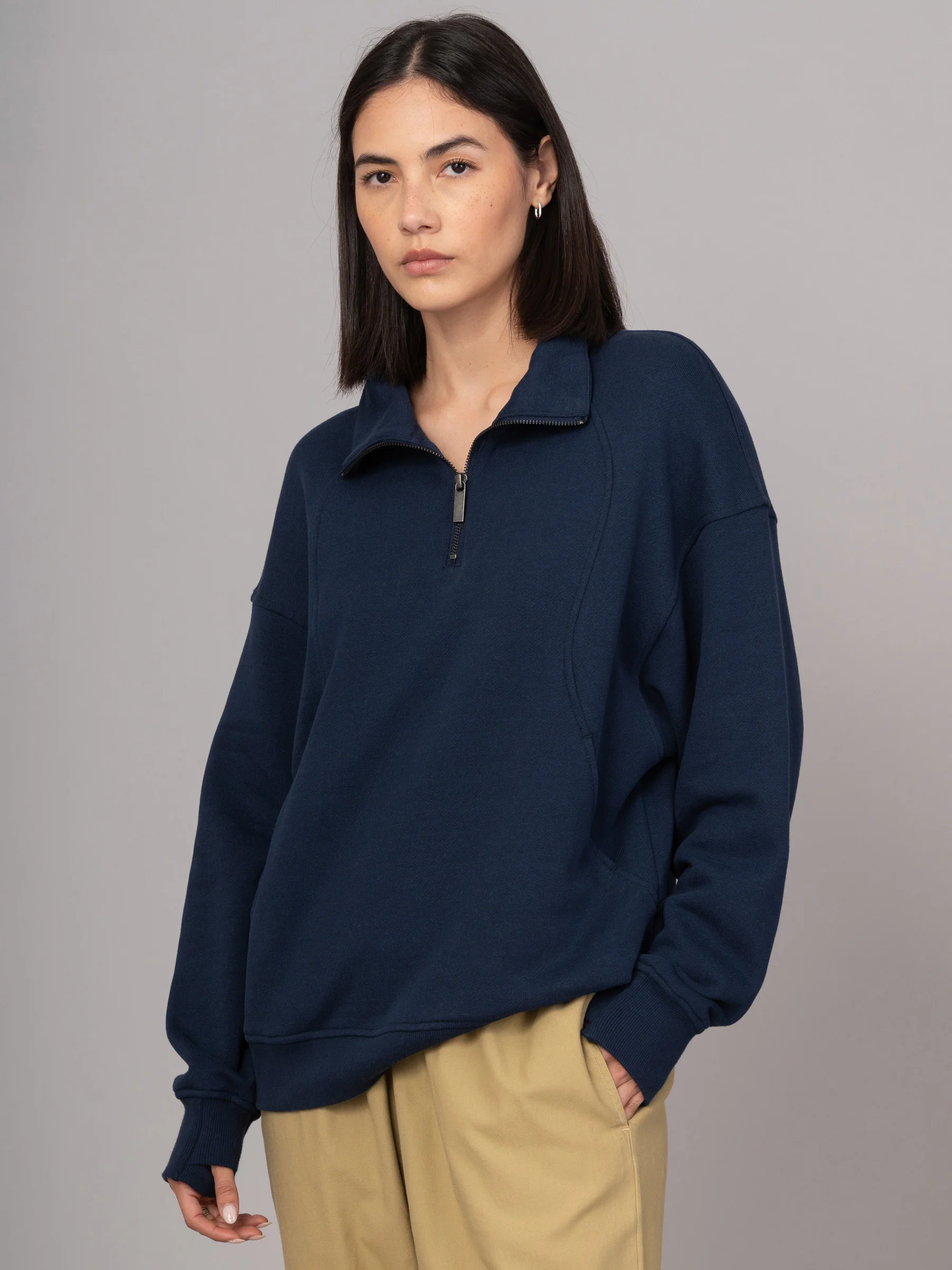 Sark - Hemp Organic Cotton Fleece Quarter Zip Sweatshirt - Image 3
