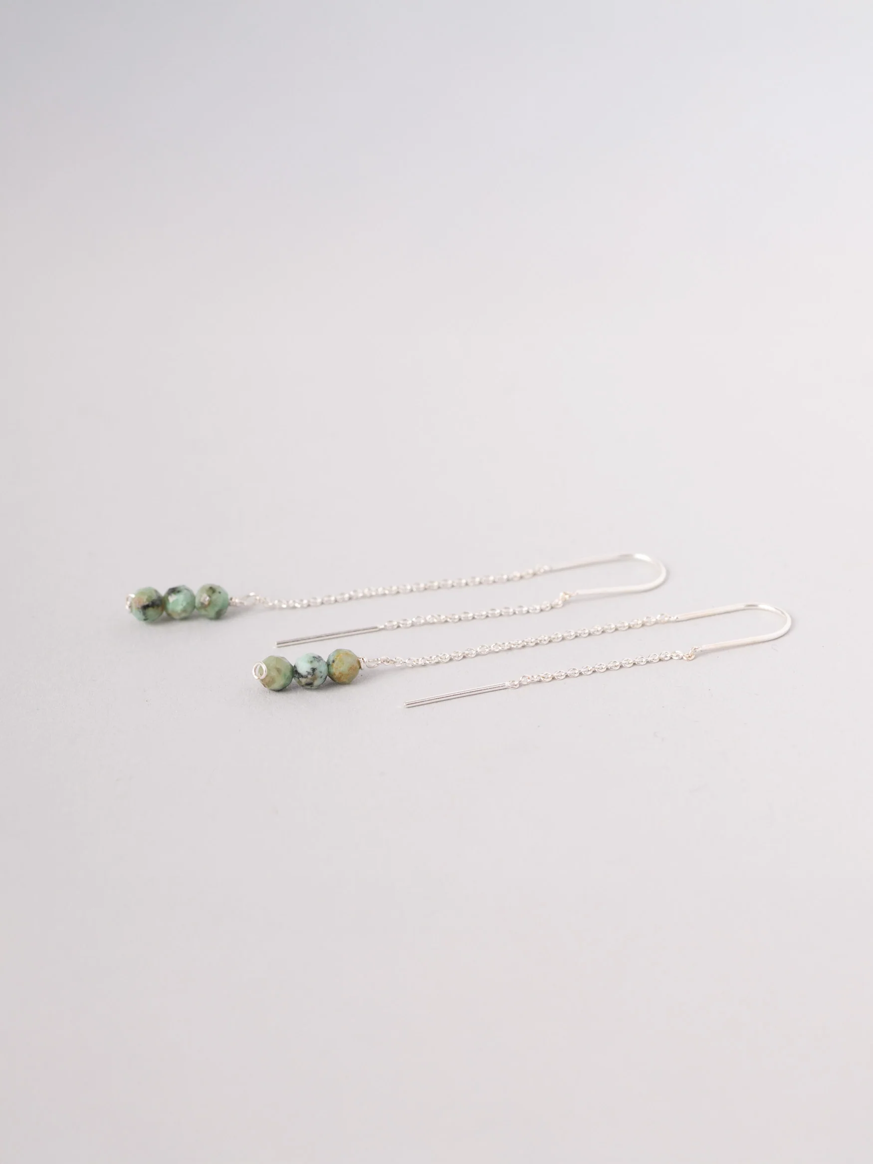 Sterling Silver Gemstone Beads Fine Chain Earrings - Image 2