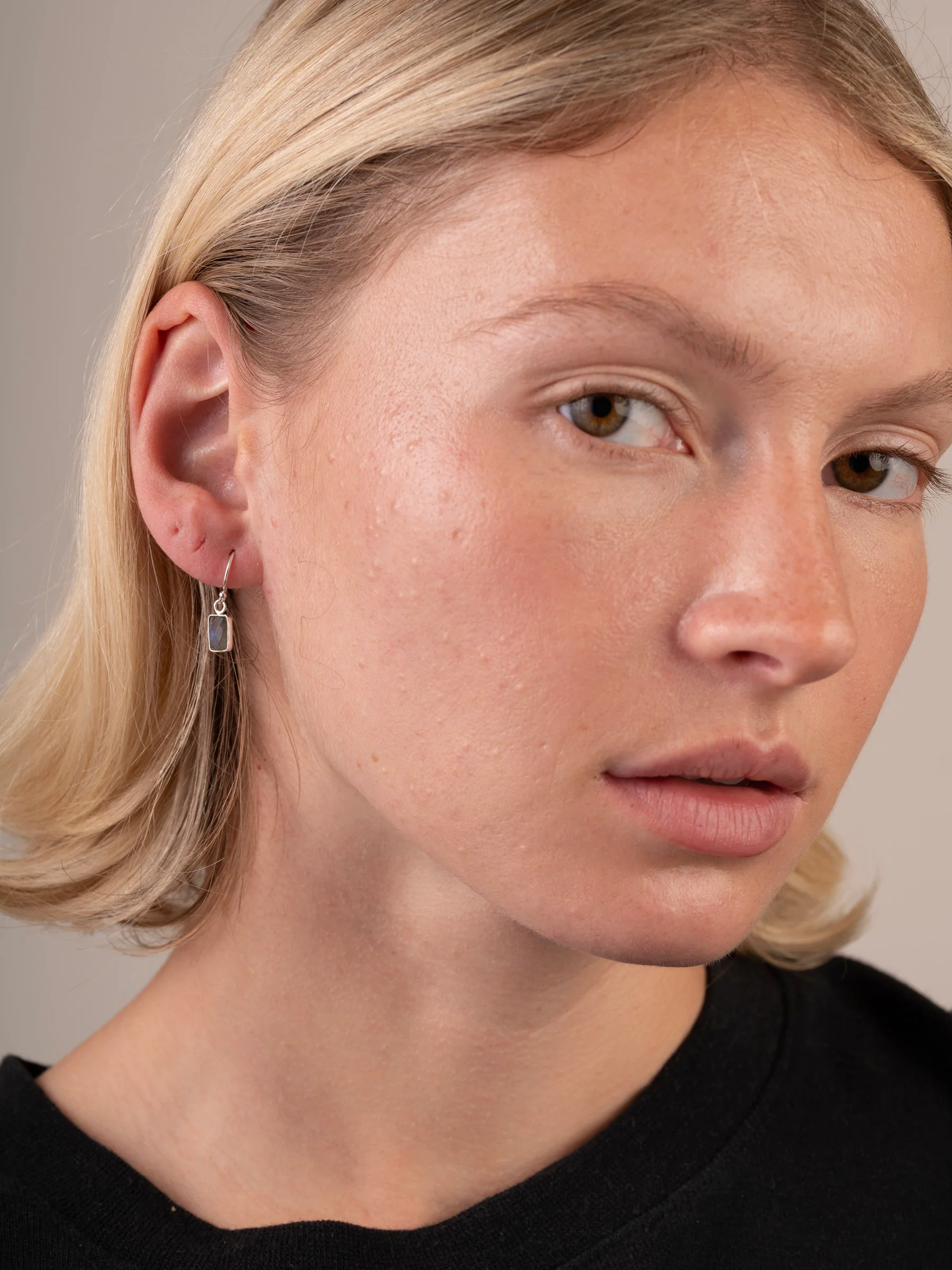 Sterling Silver Gemstone Square Drop Earrings - Image 2