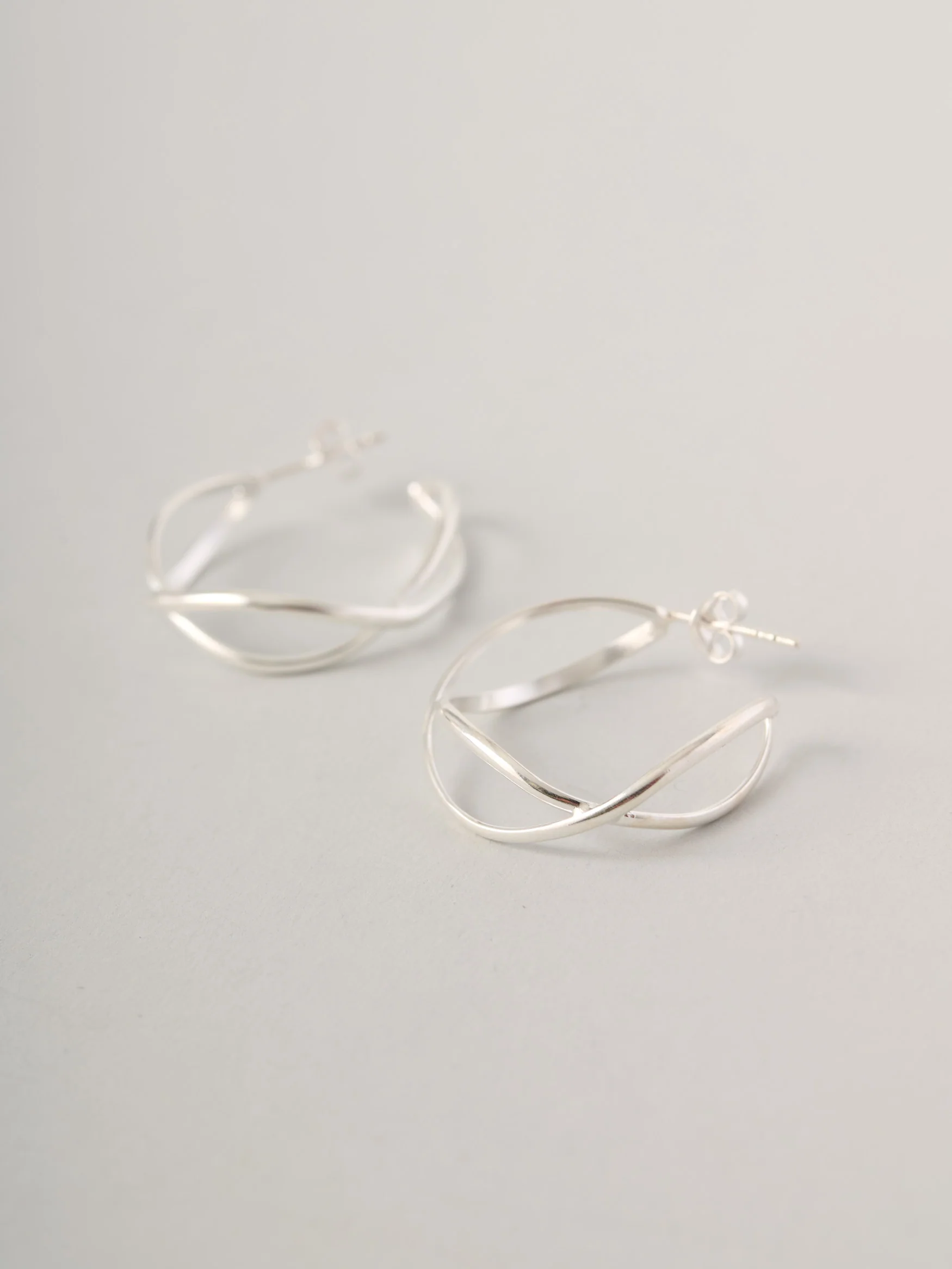 Sterling Silver Loose Wave Hoop Earrings - Image 2