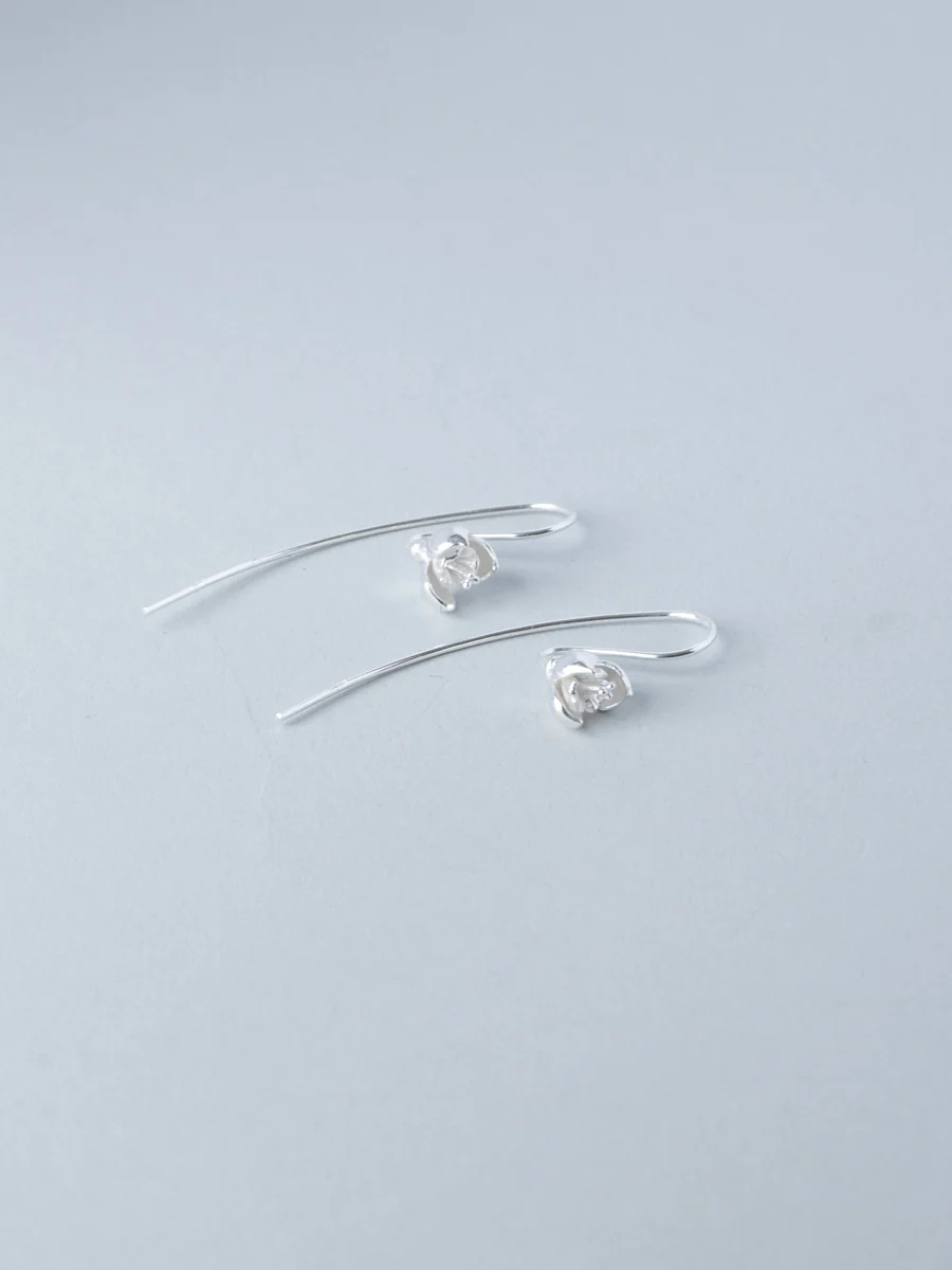 Sterling Silver Orchid Earrings - Image 2