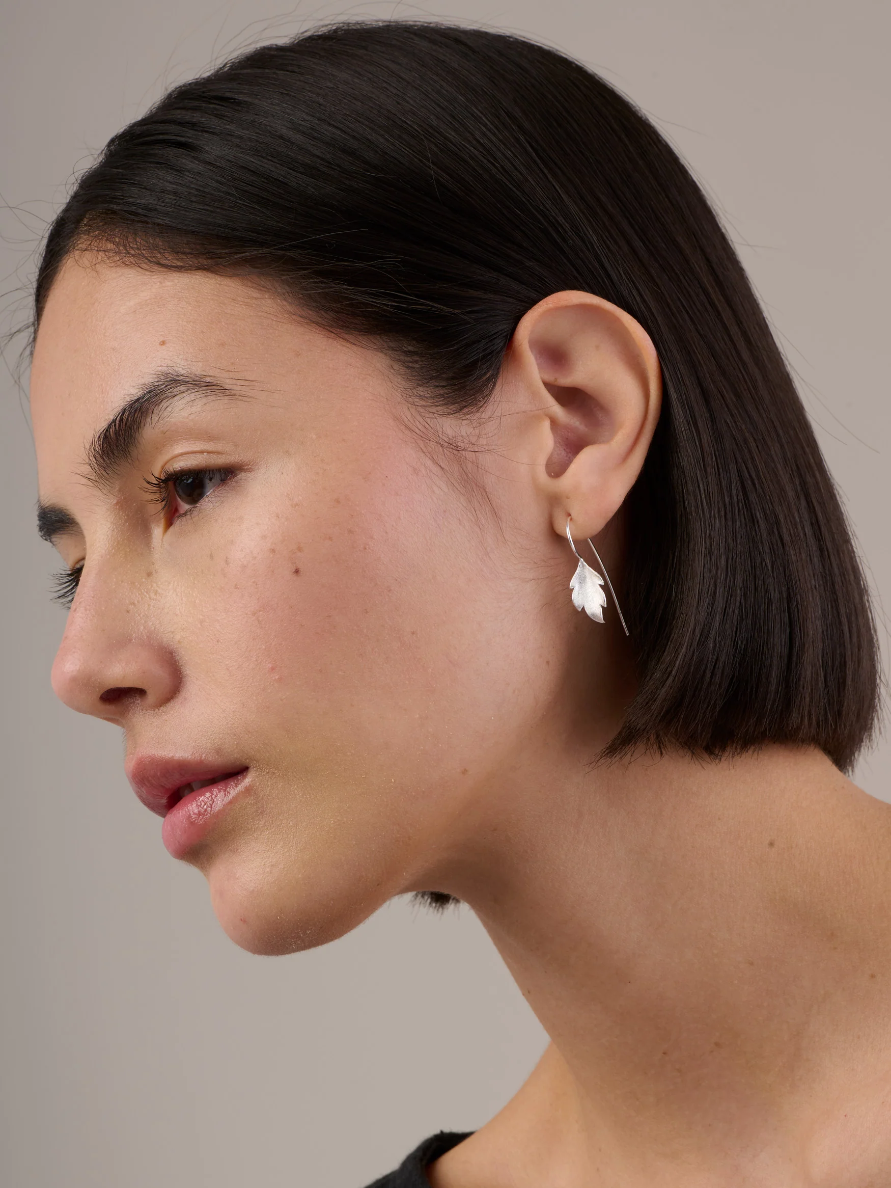 Sterling Silver Small Leaf Earrings - Image 2