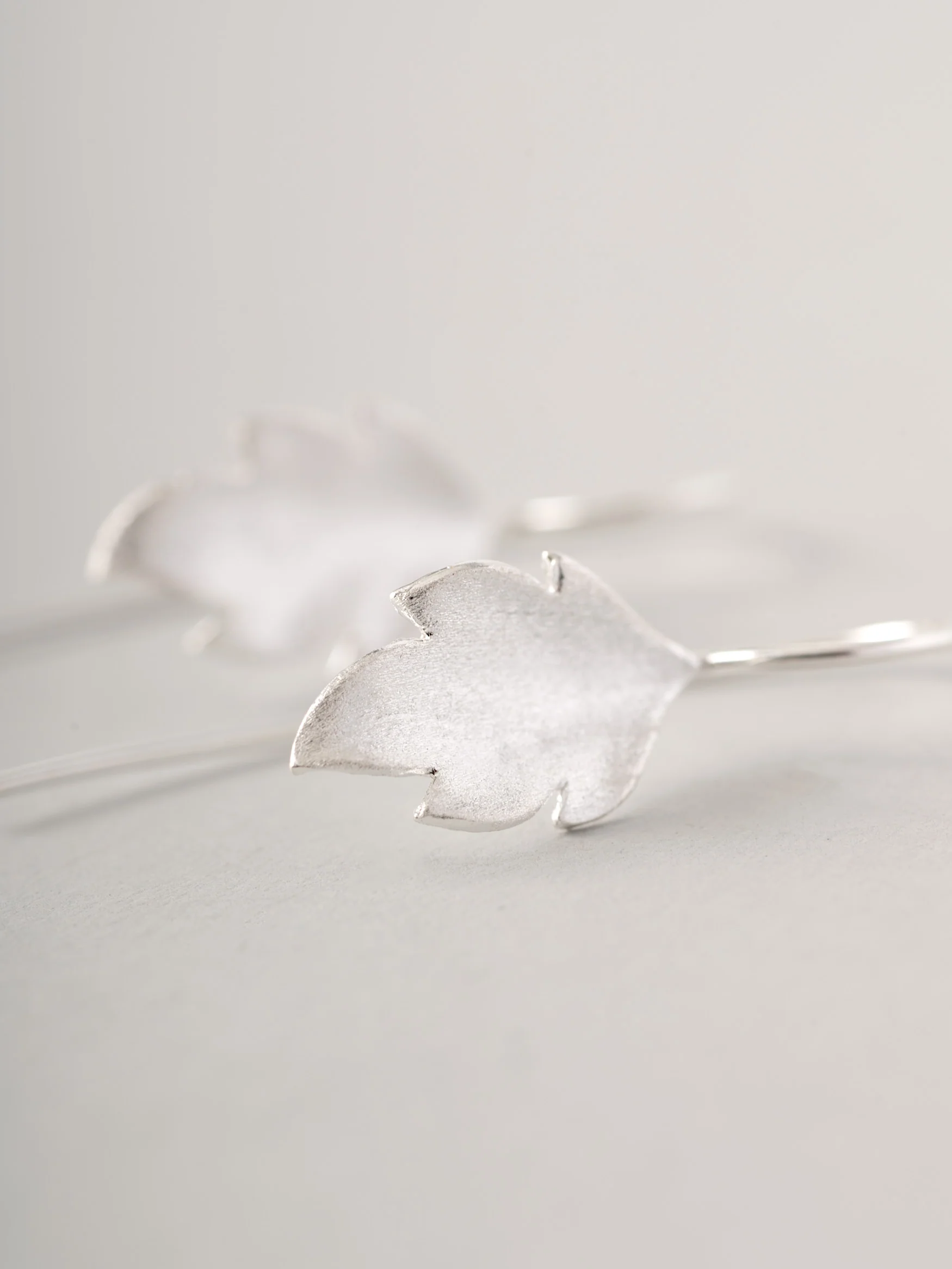 Sterling Silver Small Leaf Earrings - Image 3