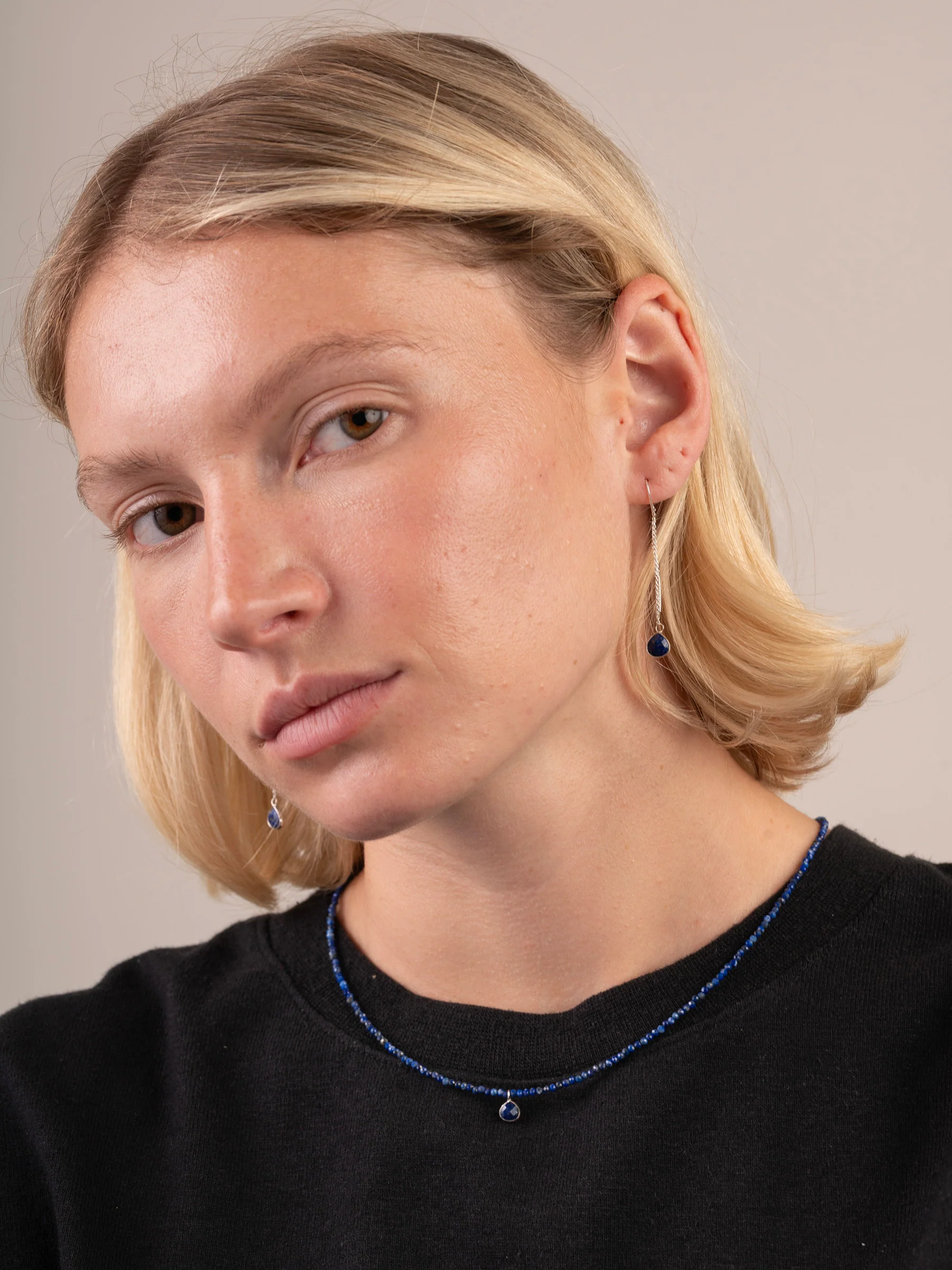 Sterling Silver Teardrop Gemstone Fine Chain Earrings - Image 9