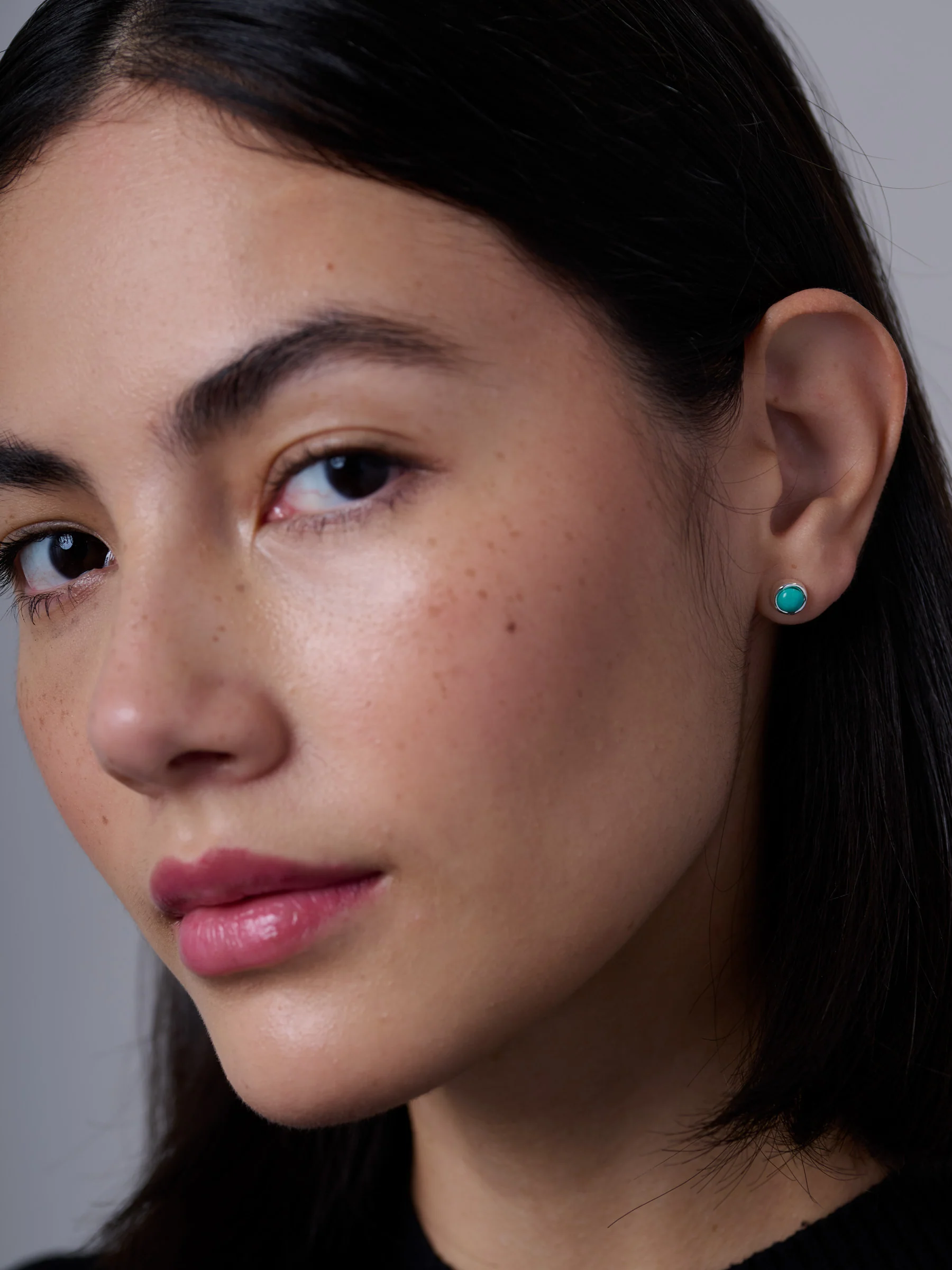 Sterling Silver Turquoise Gemstone Stud Earrings - Image 3