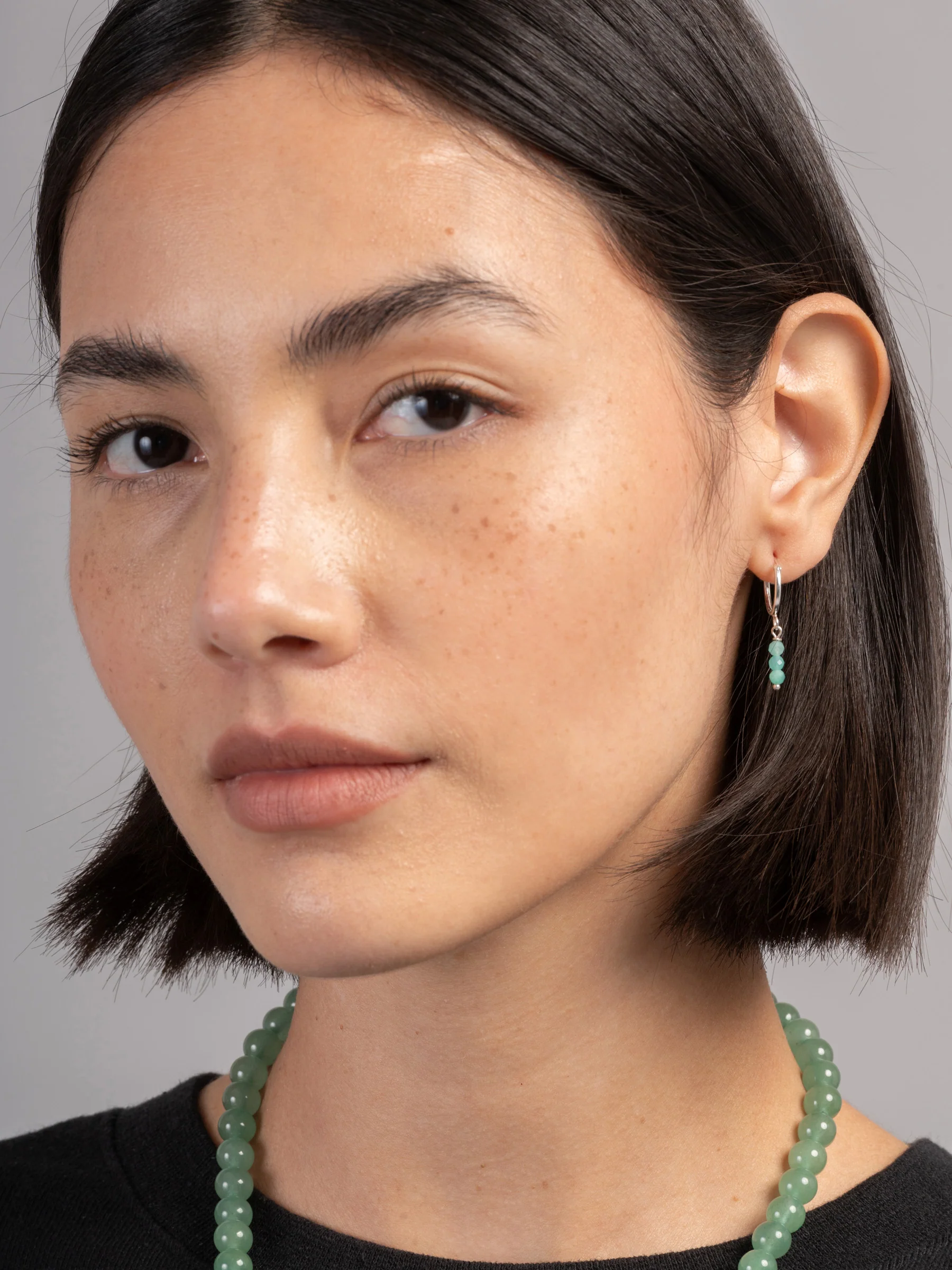 Three Beads Drop Earrings - Image 3