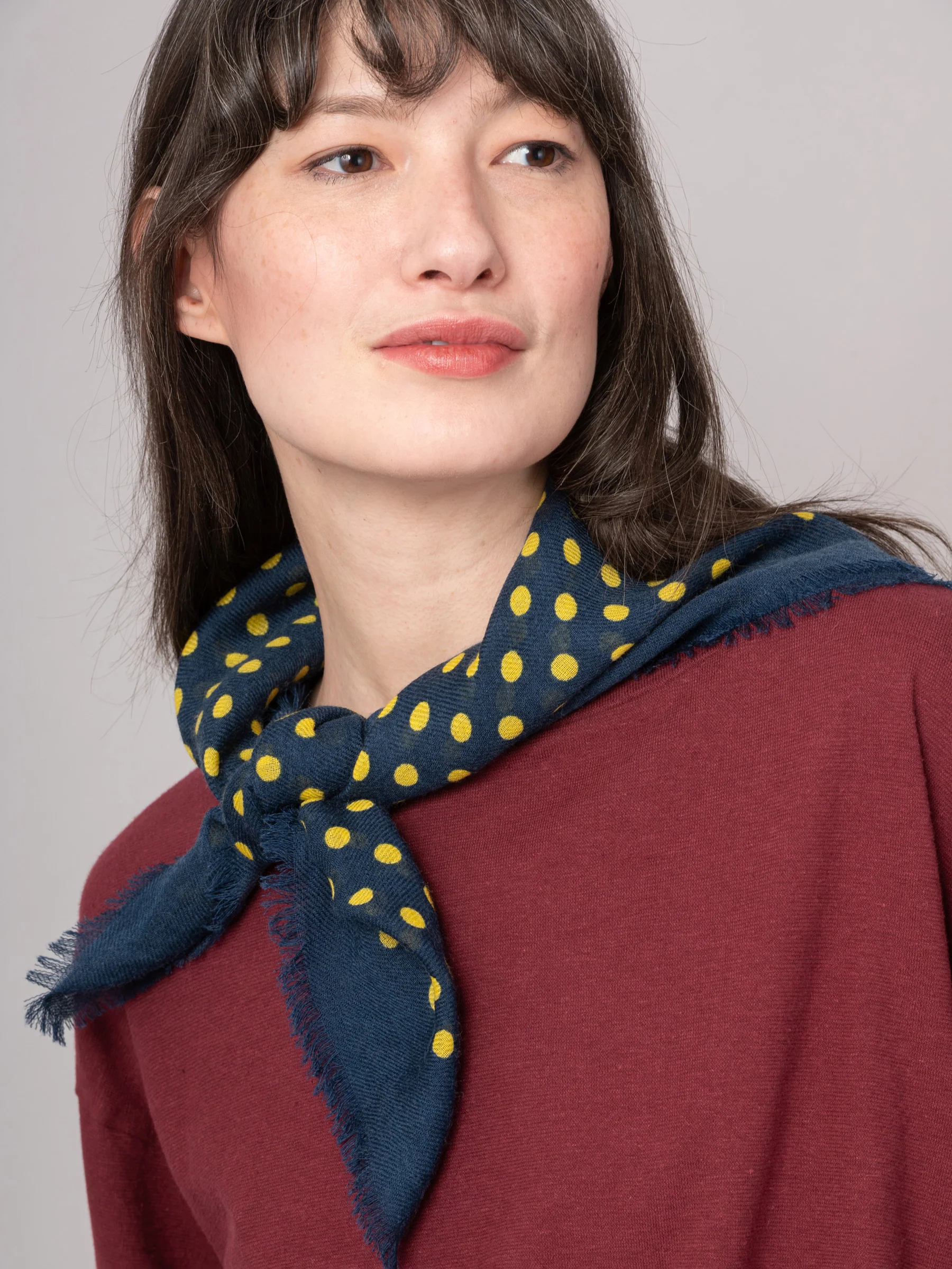 Wool Silk Polka Dot Square Scarf