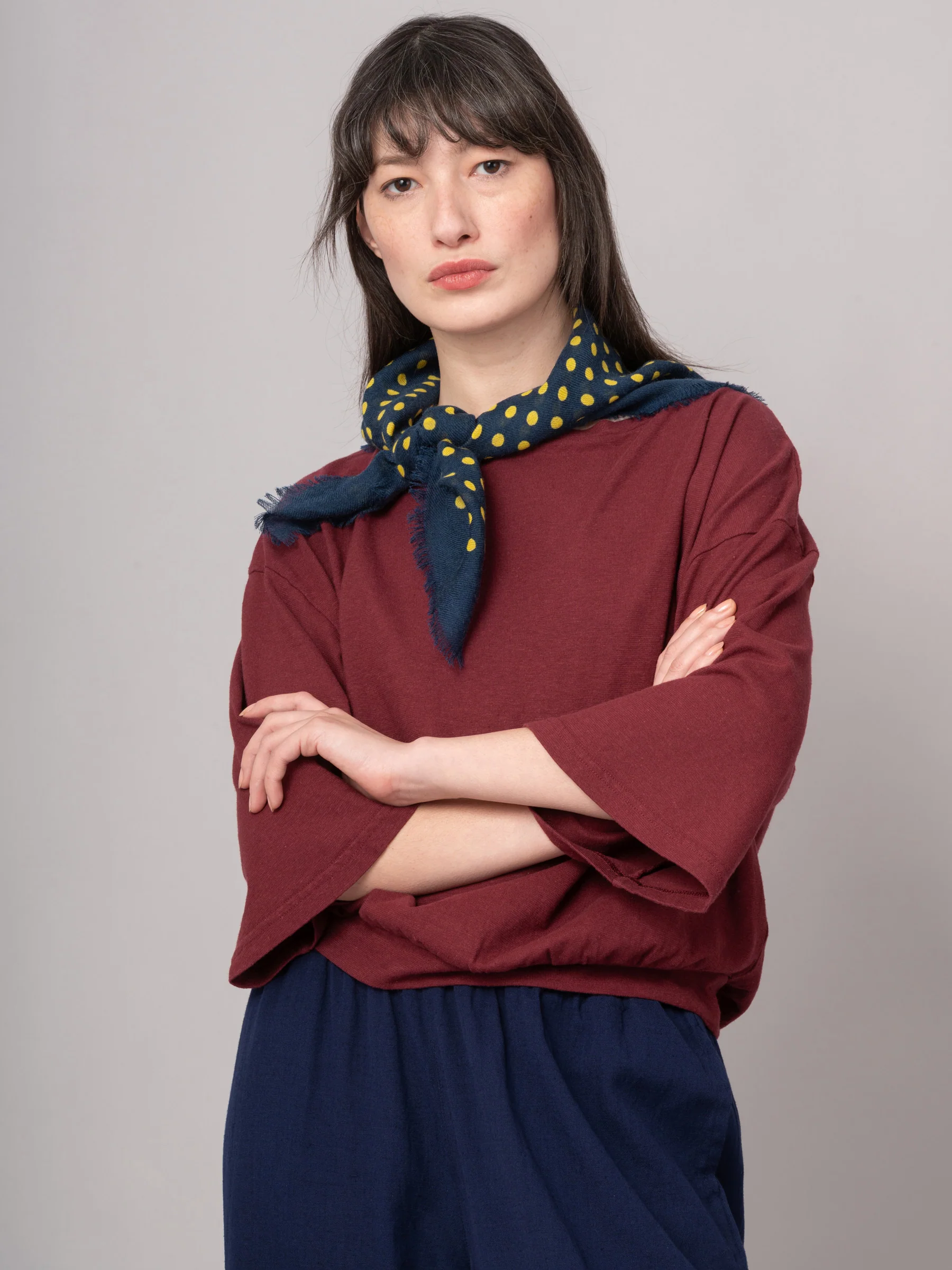 Wool Silk Polka Dot Square Scarf - Image 2